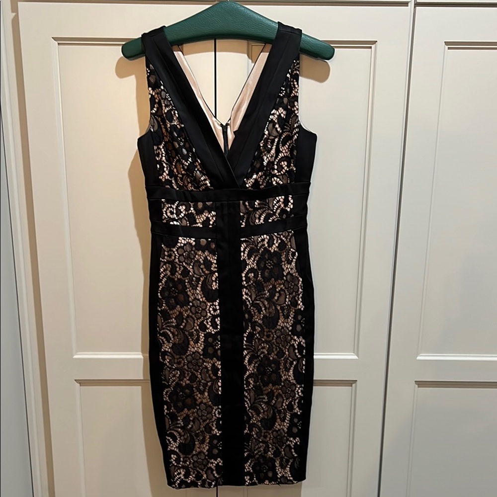 Jax Black and Tan Sleeveless V-Neck Bodycon Dress